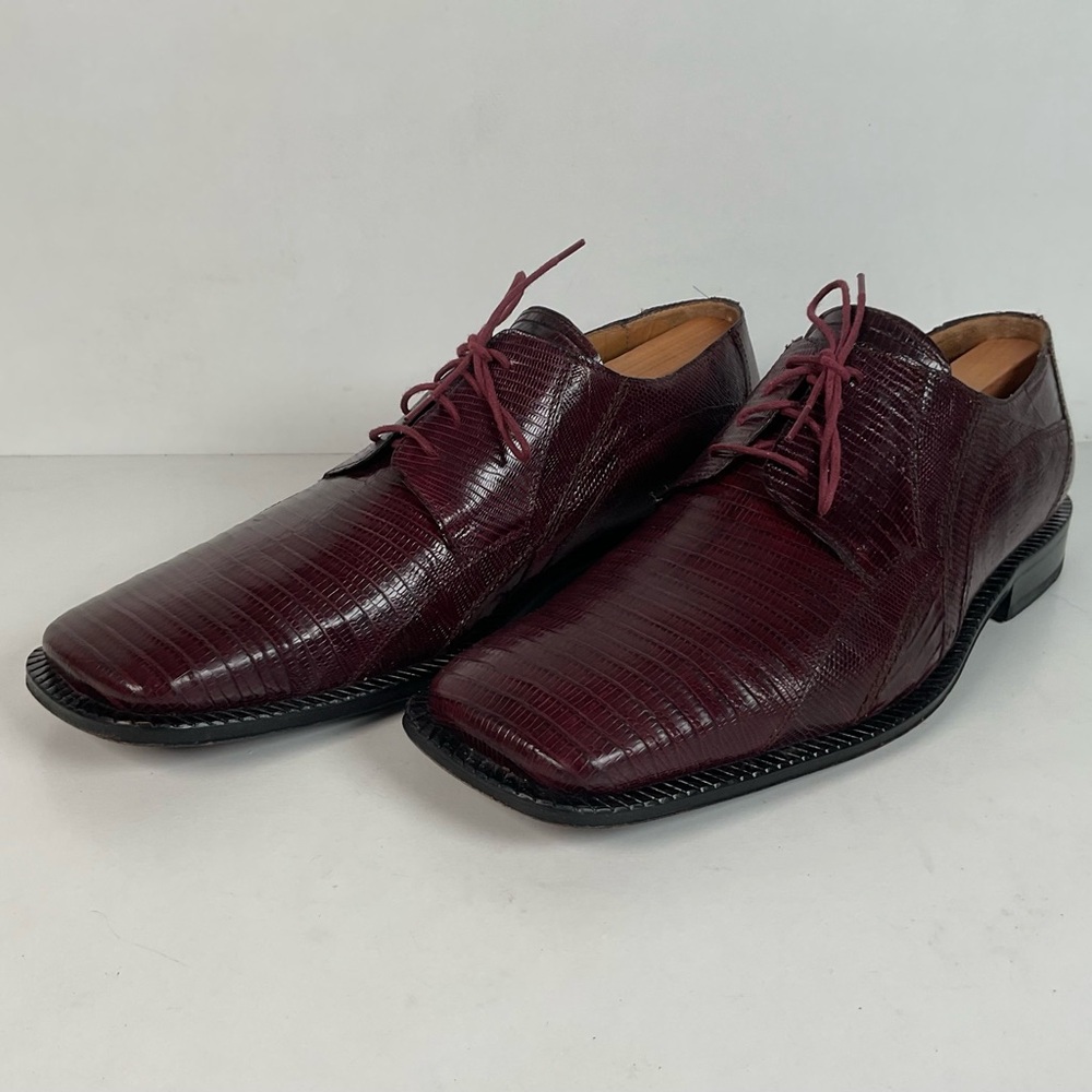 David Eden Teju Lizard Derby Shoes | Wine Red | Men’s 10.5